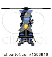 Blue Police Man Flying In Gyrocopter Front View