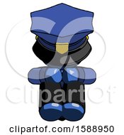 Poster, Art Print Of Blue Police Man Sitting With Head Down Facing Forward