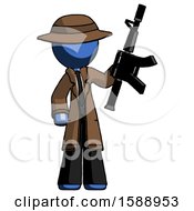 Poster, Art Print Of Blue Detective Man Holding Automatic Gun