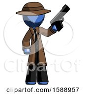 Poster, Art Print Of Blue Detective Man Holding Handgun