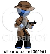 Poster, Art Print Of Blue Detective Man Tommy Gun Gangster Shooting Pose