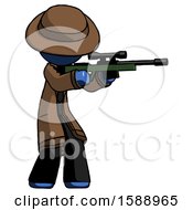 Poster, Art Print Of Blue Detective Man Shooting Sniper Rifle