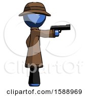 Poster, Art Print Of Blue Detective Man Firing A Handgun