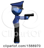 Blue Police Man Firing A Handgun