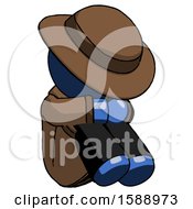 Poster, Art Print Of Blue Detective Man Sitting With Head Down Facing Angle Right
