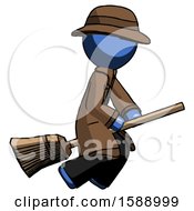 Blue Detective Man Flying On Broom