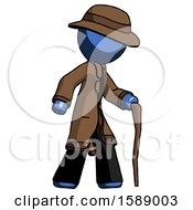 Poster, Art Print Of Blue Detective Man Walking With Hiking Stick