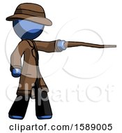 Poster, Art Print Of Blue Detective Man Pointing With Hiking Stick