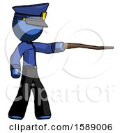 Poster, Art Print Of Blue Police Man Pointing With Hiking Stick