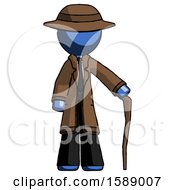 Poster, Art Print Of Blue Detective Man Standing With Hiking Stick