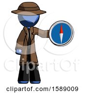 Poster, Art Print Of Blue Detective Man Holding A Large Compass