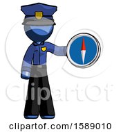 Poster, Art Print Of Blue Police Man Holding A Large Compass