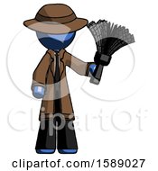 Poster, Art Print Of Blue Detective Man Holding Feather Duster Facing Forward