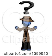 Poster, Art Print Of Blue Detective Man With Question Mark Above Head Confused