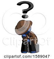 Poster, Art Print Of Blue Detective Man Thinker Question Mark Concept