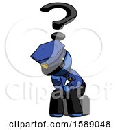 Poster, Art Print Of Blue Police Man Thinker Question Mark Concept