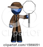 Poster, Art Print Of Blue Detective Man Holding Stop Sign