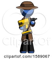 Poster, Art Print Of Blue Detective Man Holding Large Drill