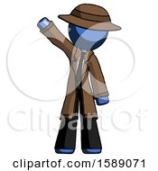 Blue Detective Man Waving Emphatically With Right Arm