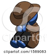 Poster, Art Print Of Blue Detective Man Sitting With Head Down Facing Angle Left