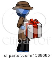 Poster, Art Print Of Blue Detective Man Giving A Present