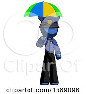 Blue Police Man Holding Umbrella Rainbow Colored