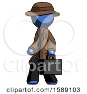 Blue Detective Man Walking With Briefcase To The Left