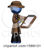 Poster, Art Print Of Blue Detective Man Using Clipboard And Pencil