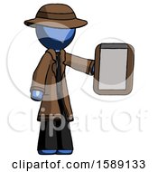 Poster, Art Print Of Blue Detective Man Showing Clipboard To Viewer