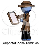Blue Detective Man Reviewing Stuff On Clipboard