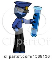 Poster, Art Print Of Blue Police Man Holding Large Test Tube