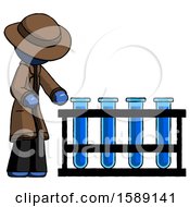 Poster, Art Print Of Blue Detective Man Using Test Tubes Or Vials On Rack