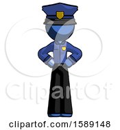Blue Police Man Hands On Hips