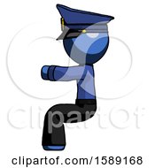 Blue Police Man Sitting Or Driving Position
