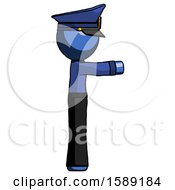 Blue Police Man Pointing Right