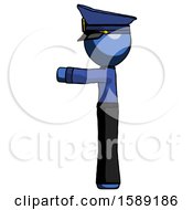 Blue Police Man Pointing Left