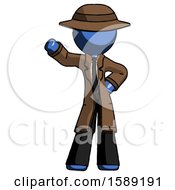 Blue Detective Man Waving Right Arm With Hand On Hip