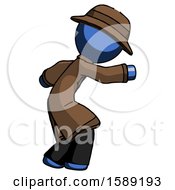 Poster, Art Print Of Blue Detective Man Sneaking While Reaching For Something
