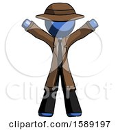 Poster, Art Print Of Blue Detective Man Surprise Pose Arms And Legs Out