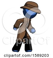 Poster, Art Print Of Blue Detective Man Suspense Action Pose Facing Right