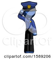 Blue Police Man Soldier Salute Pose