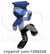 Blue Police Man Kick Pose Start