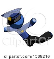 Poster, Art Print Of Blue Police Man Skydiving Or Falling To Death