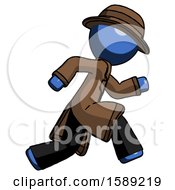 Poster, Art Print Of Blue Detective Man Running Fast Right