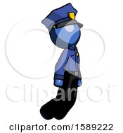 Blue Police Man Floating Through Air Right