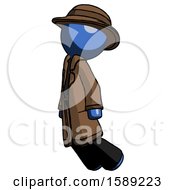 Poster, Art Print Of Blue Detective Man Floating Through Air Left