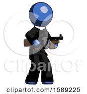 Poster, Art Print Of Blue Clergy Man Tommy Gun Gangster Shooting Pose