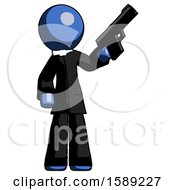 Poster, Art Print Of Blue Clergy Man Holding Handgun