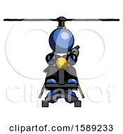 Poster, Art Print Of Blue Clergy Man Flying In Gyrocopter Front View