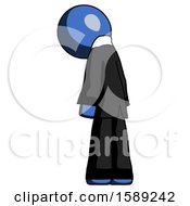 Poster, Art Print Of Blue Clergy Man Depressed With Head Down Back To Viewer Left